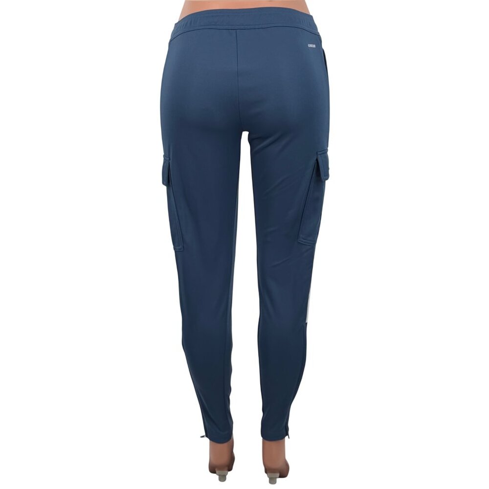 NWOT Adidas Blue Stripe Cargo Pocket Zip Ankle Jogger Pants | Athleisure Utility - Picture 9 of 16